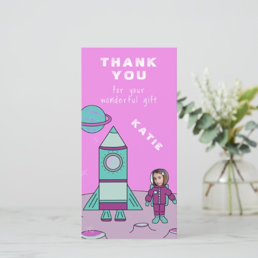 Astronaut auf dem Mond Danke, dass du dein Gesicht Dankeskarte (Stehend Vorderseite)