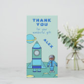 Astronaut auf dem Mond Danke, dass du dein Gesicht Dankeskarte (Stehend Vorderseite)