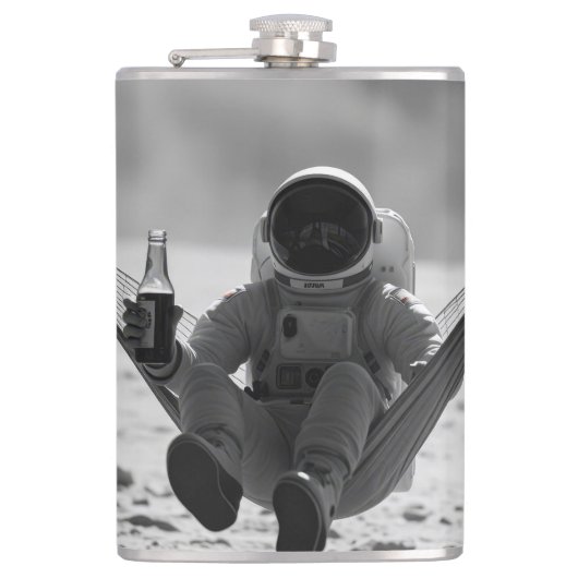 Astronaut auf dem Mond mit Bier Flachmann (Vorderseite)