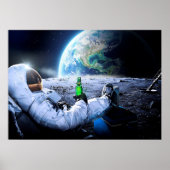 Astronaut auf dem Mond mit Bier - Plakat (Vorne)