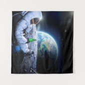 Astronaut auf dem Mond mit Bier - Tapezierung Wandteppich (Vorderseite (Horizontal))