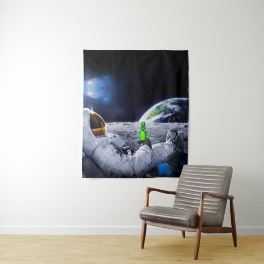 Astronaut auf dem Mond mit Bier Wandteppich (Beispiel)
