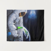 Astronaut auf dem Mond mit Bier Wandteppich (Vorderseite (Horizontal))