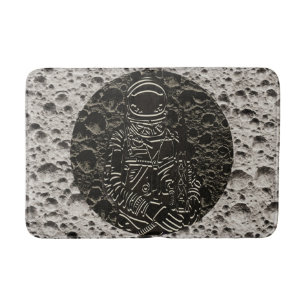 Astronaut auf dem Mond Space Black & Gray Badematte