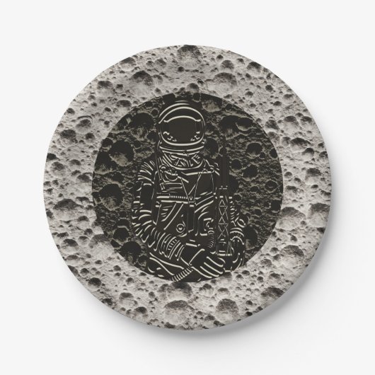 Astronaut auf dem Mond Space Black & Gray Pappteller (Vorderseite)