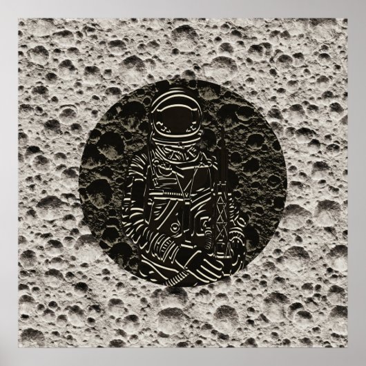 Astronaut auf dem Mond Space Black & Gray Poster (Vorne)