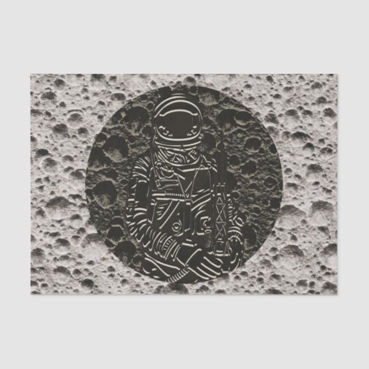 Astronaut auf dem Mond Space Black & Gray Seidenpapier (Vorderseite)