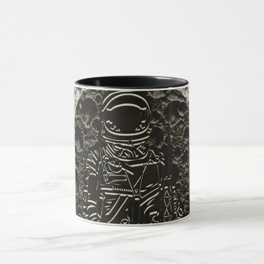 Astronaut auf dem Mond Space Black & Gray Tasse (Zentrum)