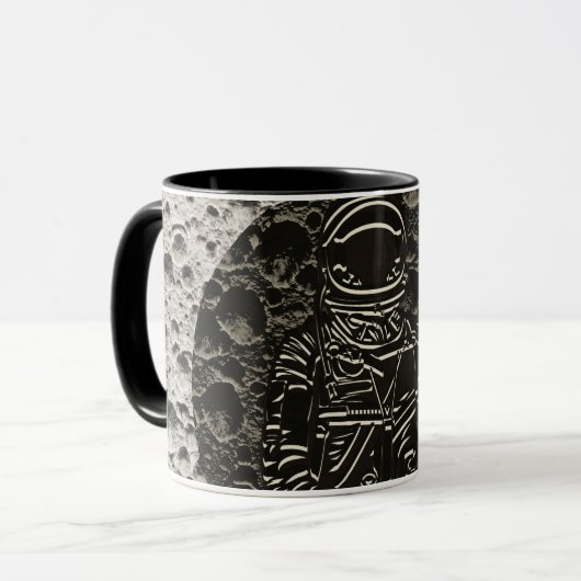 Astronaut auf dem Mond Space Black & Gray Tasse (Vorderseite Links)