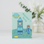 Astronaut auf dem Mond Space Einladung zur Geburts (Stehend Vorderseite)