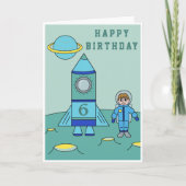 Astronaut auf dem Mond Space Happy zum Geburtstag Karte (Vorderseite)