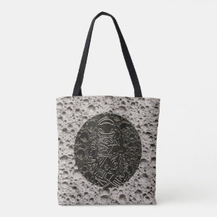 Astronaut auf dem Mond Weltraum Schwarz & Grau Tasche