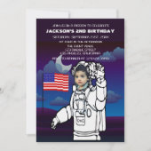 Astronaut auf dem Mond Weltraumjunge Einladung (Vorderseite)