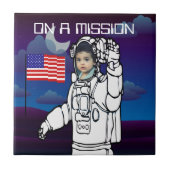 Astronaut auf dem Mond Weltraumjunge Fliese (Vorderseite)