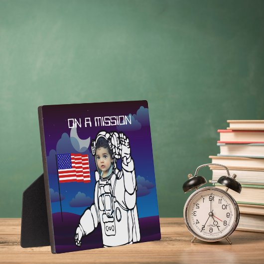 Astronaut auf dem Mond Weltraumjunge Fotoplatte