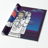 Astronaut auf dem Mond Weltraumjunge Geschenkpapier (Ungerollt)