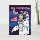 Astronaut auf dem Mond Weltraumjunge Karte (Vorderseite)