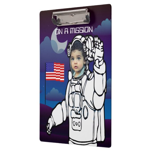 Astronaut auf dem Mond Weltraumjunge Klemmbrett (Links)