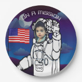 Astronaut auf dem Mond Weltraumjunge Pappteller (Vorderseite)