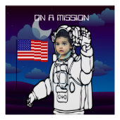Astronaut auf dem Mond Weltraumjunge Poster (Vorderseite)