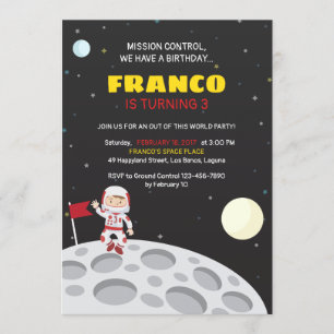 Astronaut auf dem Mond zum Geburtstag Einladung