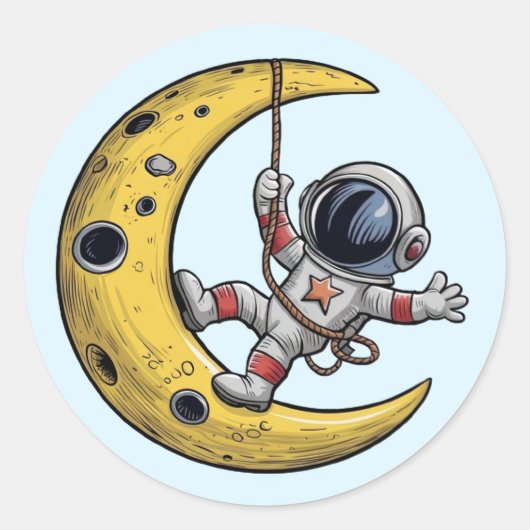 Astronaut auf dem Mondsticker-Set Runder Aufkleber (Vorderseite)