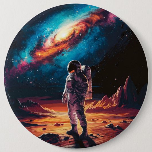 Astronaut auf dem Planeten Button (Vorderseite)