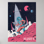Astronaut auf dem Planeten im Weltraum Poster (Vorne)
