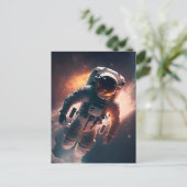 Astronaut auf der Weltraumpostkarte Postkarte (Stehend Vorderseite)