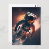 Astronaut auf der Weltraumpostkarte Postkarte (Vorne/Hinten)