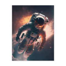 Astronaut auf der Weltraumpostkarte