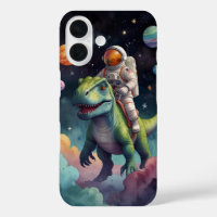 Astronaut auf Dino im Weltraum