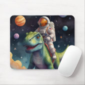 Astronaut auf Dino im Weltraum Mousepad (Mit Mouse)