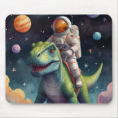 Astronaut auf Dino im Weltraum Mousepad (Vorne)