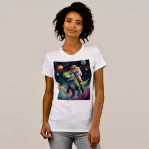 Astronaut auf Dino im Weltraum-T - Shirt
