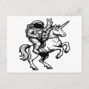 Astronaut auf einem Einhorn reitend Feiertagspostkarte