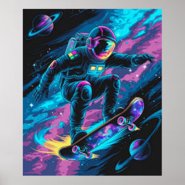 Astronaut auf einem Skateboard Poster