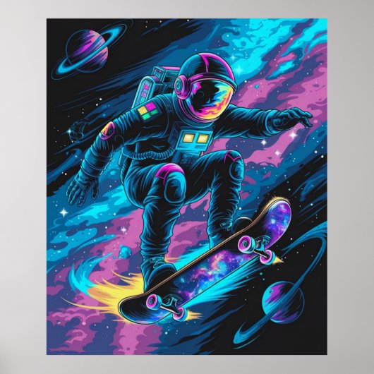 Astronaut auf einem Skateboard Poster (Vorne)