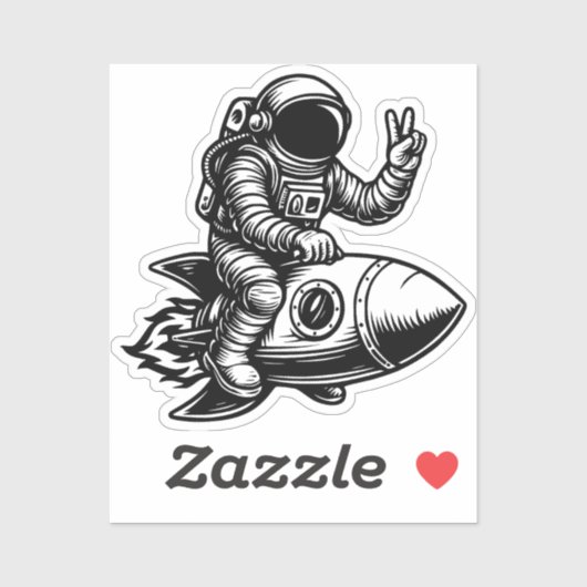 Astronaut auf einer Rakete Aufkleber (Blatt)