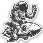 Astronaut auf einer Rakete Aufkleber (Vorderseite)