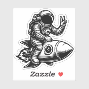 Astronaut auf einer Rakete Aufkleber