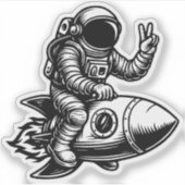 Astronaut auf einer Rakete Aufkleber (Vorderseite)