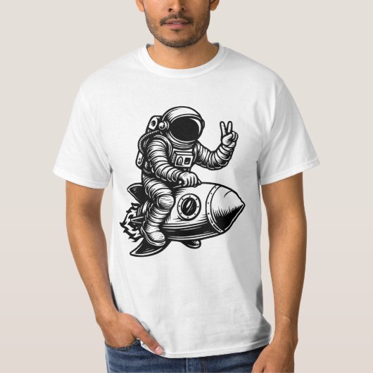 Astronaut auf einer Rakete T-Shirt (Vorderseite)