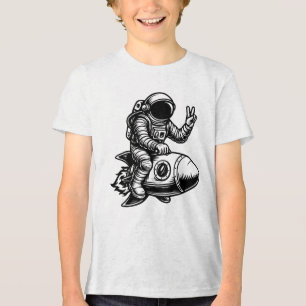 Astronaut auf einer Rakete Tri-Blend Shirt