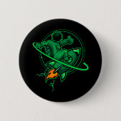 Astronaut auf einer Rakete um den Saturn-Artwork | Button (Vorderseite)