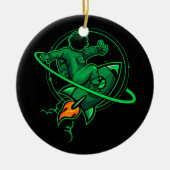 Astronaut auf einer Rakete um den Saturn-Artwork | Keramik Ornament (Vorne)