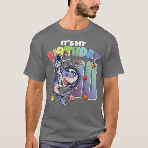 Astronaut auf Hai 10. Geburtstag Junge Mädchen 10 T-Shirt
