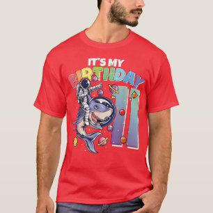 Astronaut auf Hai 11. Geburtstag Junge Mädchen 11 T-Shirt