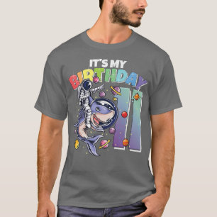Astronaut auf Hai 11. Geburtstag Junge Mädchen 11 T-Shirt