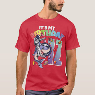 Astronaut auf Hai 12. Geburtstag Junge Mädchen 12 T-Shirt